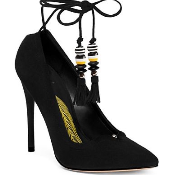 NEW Brian Atwood Hanna Black Suede Tie Pumps Size 10